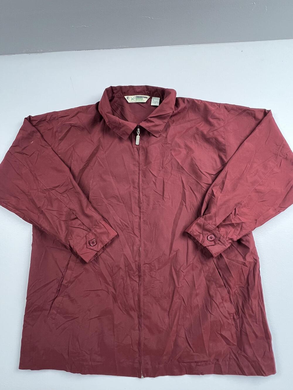 Haband Jacket Mens Large Red Microfiber Windbreaker Full Zip Lined Casual Travel